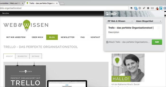Webseiten und karten schnell in Trello speichern